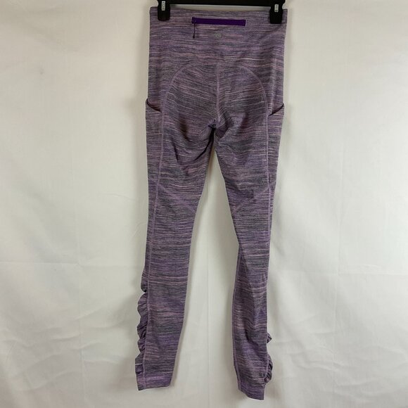 Lululemon Leggings 4 Purple Pink Space Dye Tech Pockets Ruched Detail Zipper - Picture 6 of 11
